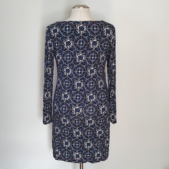 🔥HP🔥Hatley Long Sleeve Stretch Dress Size Medium Blues Mandarin Collar - Picture 4 of 9